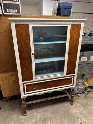 PAINTED DISPLAY CABINET WITH DRAWER
