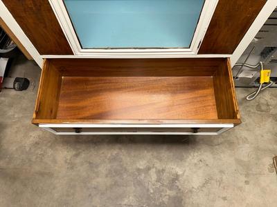 PAINTED DISPLAY CABINET WITH DRAWER