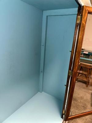 PAINTED DISPLAY CABINET WITH DRAWER