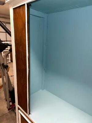 PAINTED DISPLAY CABINET WITH DRAWER