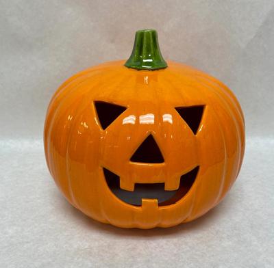 Large Ceramic Pumpkin Jack o' Lantern Vintage Halloween