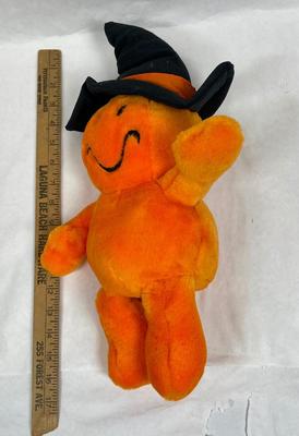 Halloween Orange & Black Smiley Face Plush Toy