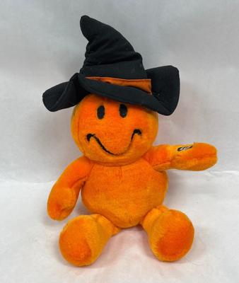 Halloween Orange & Black Smiley Face Plush Toy