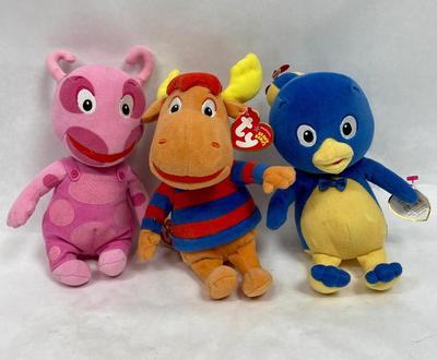 Lot of (3) TY Beanie Nickelodeon Backyardigans plush toys - Tyrone the Moose, Unique, Pablo