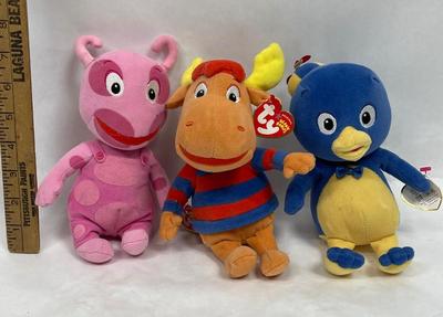 Lot of (3) TY Beanie Nickelodeon Backyardigans plush toys - Tyrone the Moose, Unique, Pablo