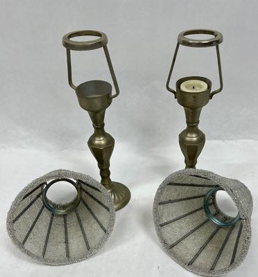 Pair of Tealight Lamps with Beaded Shades