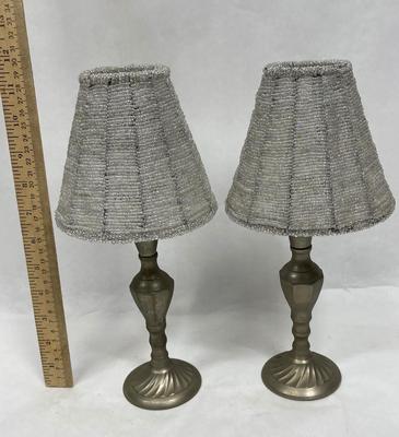 Pair of Tealight Lamps with Beaded Shades