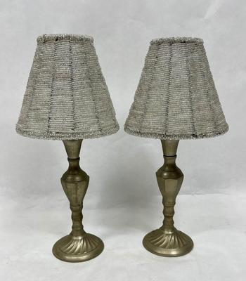 Pair of Tealight Lamps with Beaded Shades