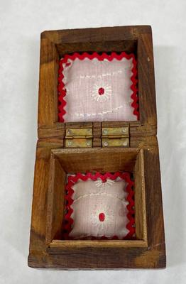 Vintage Wooden Box Lot - 3 square trinket boxes