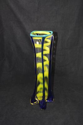 Vintage MCM Striped Layered Vase 15”
