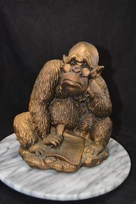 Vintage Resin Gorilla Reading The Wall Street Journal 9.75”