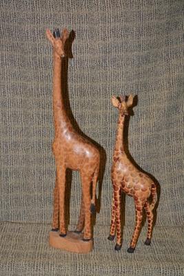 Set of 2 Hand Carved Giraffe, Africa 25”/18”
