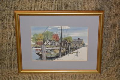 Framed & Matted “Mystic Seaport” Signed Print Diana Wythe Tyler 17.75”x13.75”