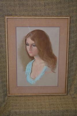 Beautiful Framed & Matted Portrait Art Signed Hougort 30.25”x23.5”