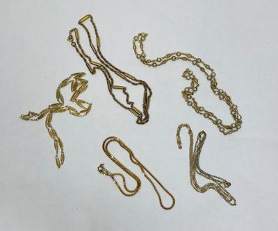 Five Jewelry lot - 5 Fashion Jewelry , gold tone necklaces