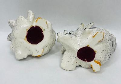 Vintage Black and White Dalmatian Chicken Figurine Pair - handpainted