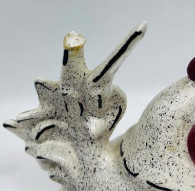 Vintage Black and White Dalmatian Chicken Figurine Pair - handpainted