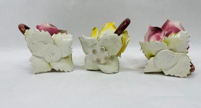 ntage Capodimonte Porcelain Flower Candle Holders pink & yellow