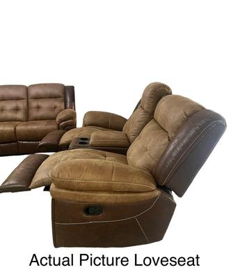 Mesa Brown Glider & Reclining Console Loveseat