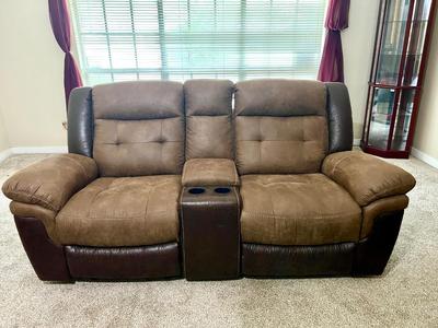 Mesa Brown Glider & Reclining Console Loveseat
