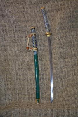 Decorative Japanese Green Katana Sword and Scabbard