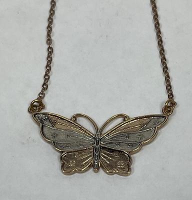 1928 Gold Tone Necklace with Butterfly Pendant