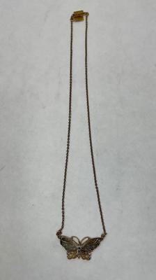 1928 Gold Tone Necklace with Butterfly Pendant