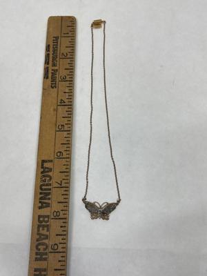1928 Gold Tone Necklace with Butterfly Pendant