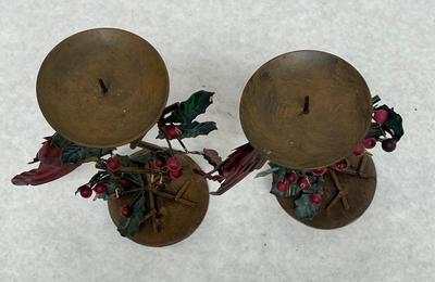 Rustic Metal Christmas Bird Candlestick Holders