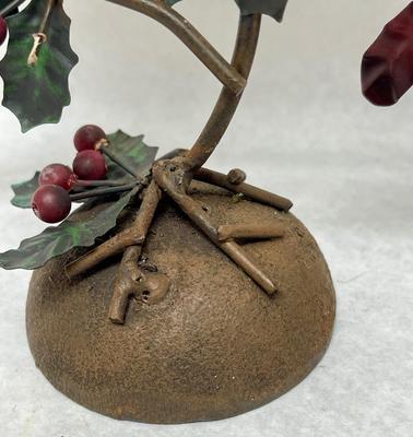 Rustic Metal Christmas Bird Candlestick Holders