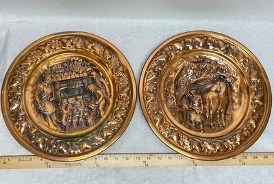 2 VIntage Coppercraft Guild Copper 12.75" Decorative Plates Wall Art