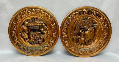 2 VIntage Coppercraft Guild Copper 12.75" Decorative Plates Wall Art