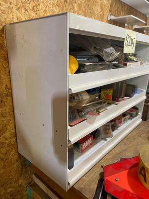 S215-Metal shelf and contents