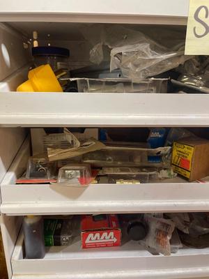S215-Metal shelf and contents