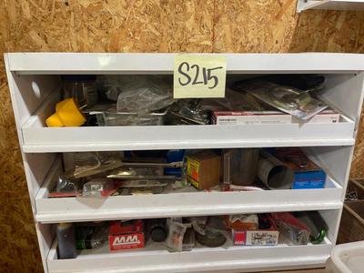 S215-Metal shelf and contents
