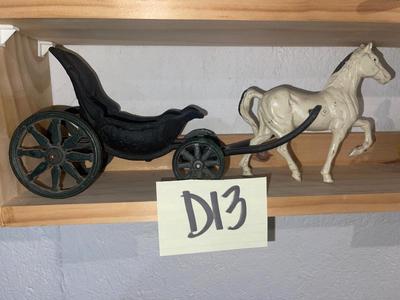 D13-cast-iron horse and buggy