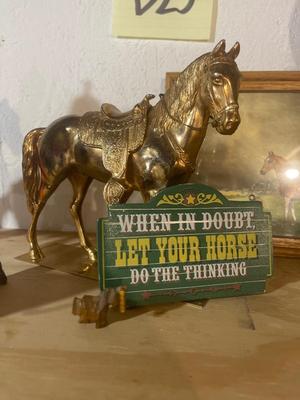 D23-Horse decor and wind up metal horse