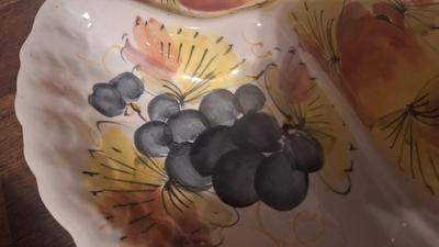 Vintage relish or divided plate hand-painted made in Italy --majolica?