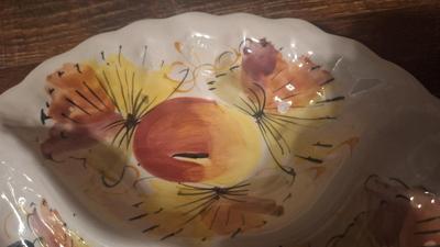 Vintage relish or divided plate hand-painted made in Italy --majolica?
