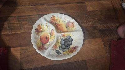 Vintage relish or divided plate hand-painted made in Italy --majolica?