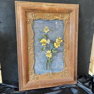 Antique frame with metal floral
