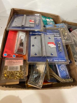 D76-three flats of miscellaneous hardware, shop items