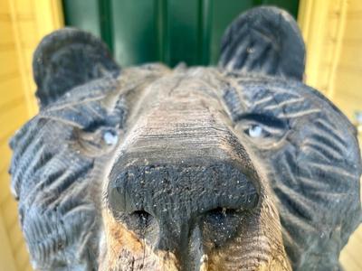 Solid Wood Hand Carved Bear