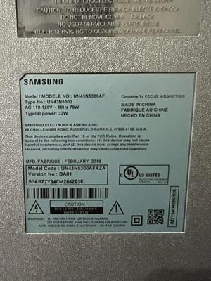 SAMSUNG 43” Smart TV - No Remote