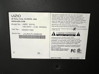 VIZIO 37” TV - Not a Smart TV