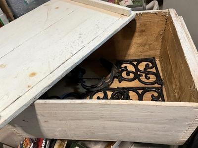 Wooden crate with contents