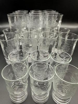 Vintage Etched Grape Clusters Glass Set (28)