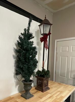 Christmas tree and porch lantern