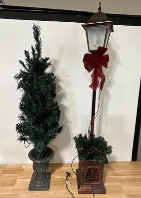 Christmas tree and porch lantern