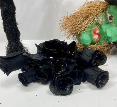 Cool Green With Mask, Spooky Tree, and black roses